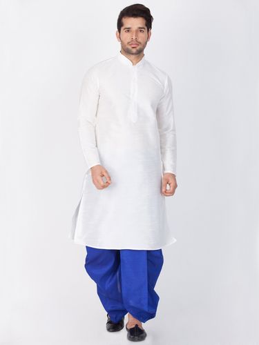 Online Plain White Kurta Dhoti For Men
