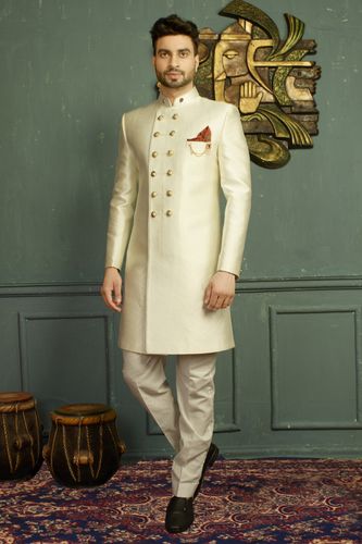 Contemporary Off White Indo Western Sherwani