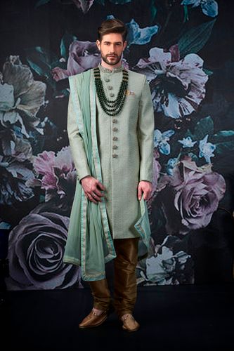 Stylish Sea Green Wedding Sherwani