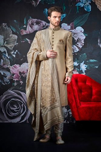 Stylish Cream Wedding Sherwani