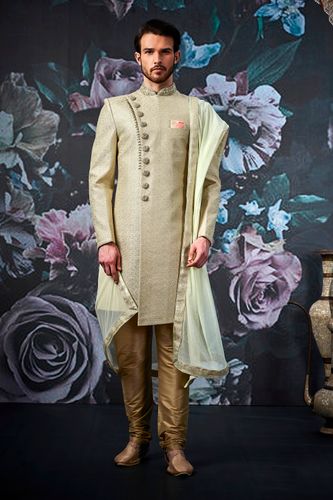 Princely Look Pista Wedding Sherwani
