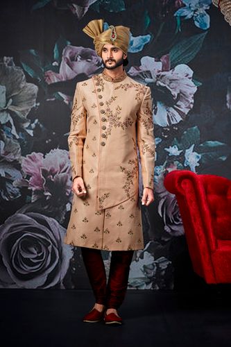 Groom Cream Wedding Sherwani
