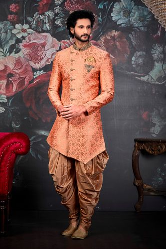 Captivating Light Orange Wedding Sherwani