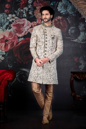 Royal Cream Silk Wedding Sherwani