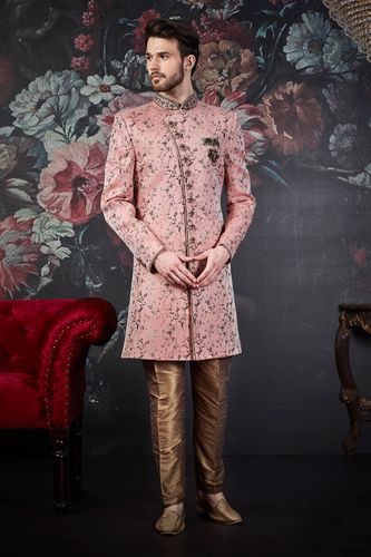 Modern Dark Pink Wedding Sherwani