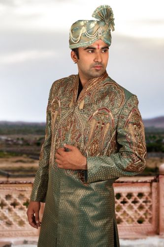 Fancy Emerald Green Sherwani BL2038