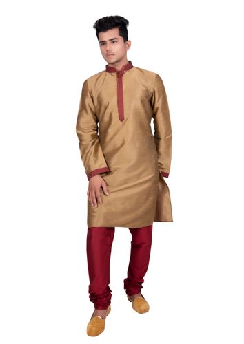 Pleasant Silk Golden Kurta Set
