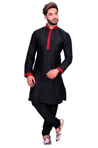 Perfect Black Silk Kurta Set