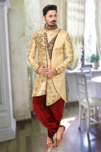 Designer Look Golden Dhoti Sherwani