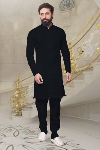 Bold Black And Black Silk Kurta Pajama