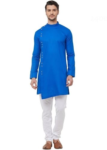 Majesty Royal Blue Cotton Indo Western Sherwani