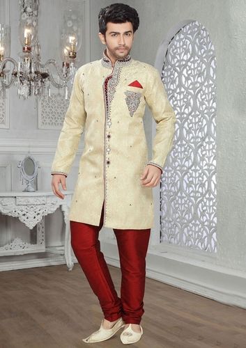 King Look Cream Silk Indo Western Sherwani