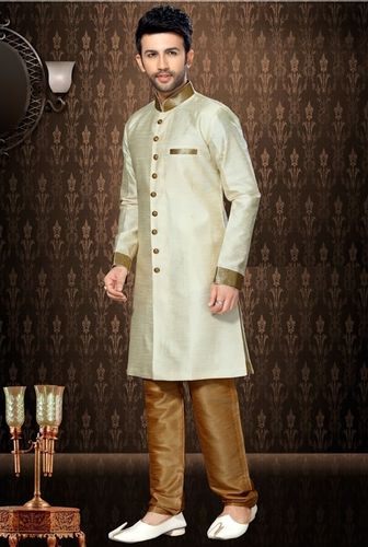 Fabulous Cream Silk Indo Western Sherwani