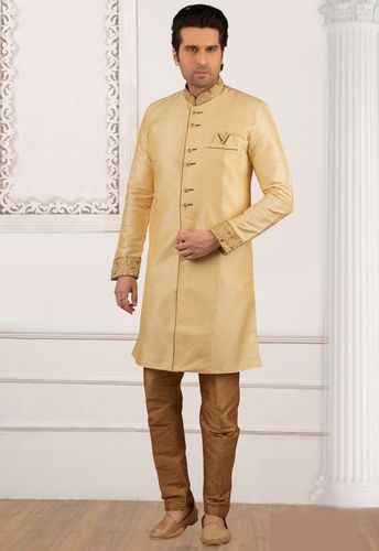 Wow Look Gold Cream Indo Western Sherwani