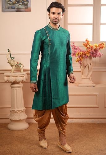 Perfect Green And Gold Indo Western Sherwani