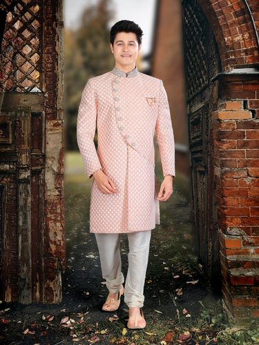 Glamorous Peachy Peach Indo Western Sherwani