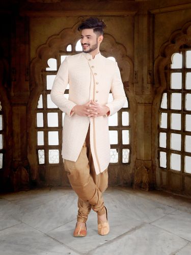 Baby Peach Color Indo Western Sherwani For Wedding