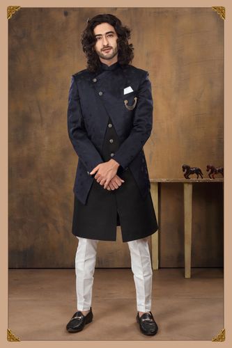 Black Navy Jacket Concept Indo Western