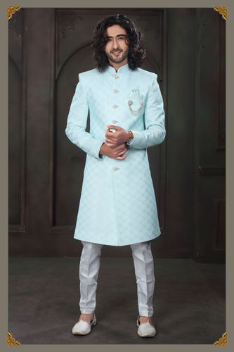 Classy Sky Blue Imported Fabric Indo Western