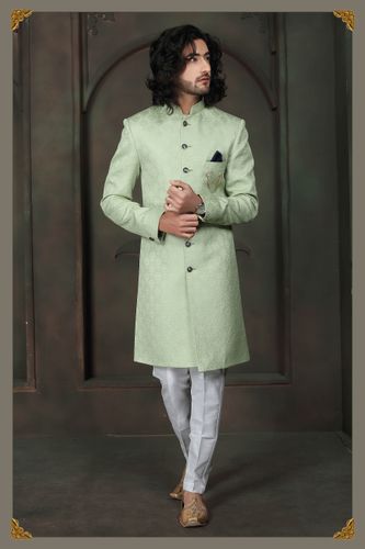 Green Color Imported Fabric Indo Western