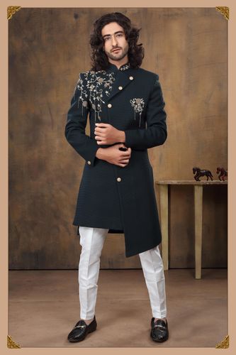 Navy Blue Handwork Asymmetrical Indo Western