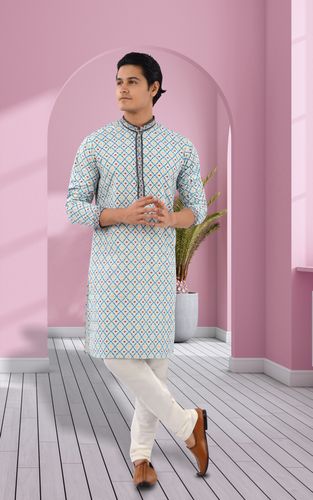Cotton Silk Fabric Digital Print Kurta With Beautiful Thread Work