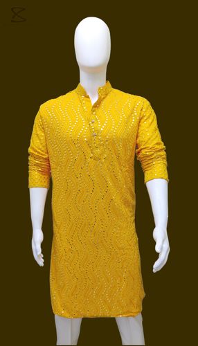 Haldi Yellow Mirror Work Kurta Set