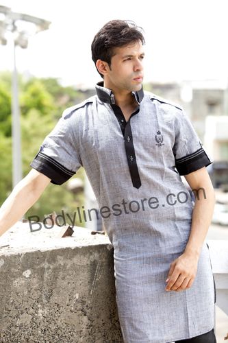 Grey Pathani Suit With Jacket BL4037