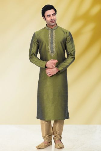 Ideal Mehendi Kurta Pajama With Embroidery Work