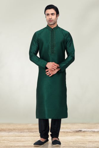 Rama Embroidered Kurta With Black Pajama