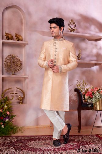 Dark Gold Indo Western Sherwani For Party Wear