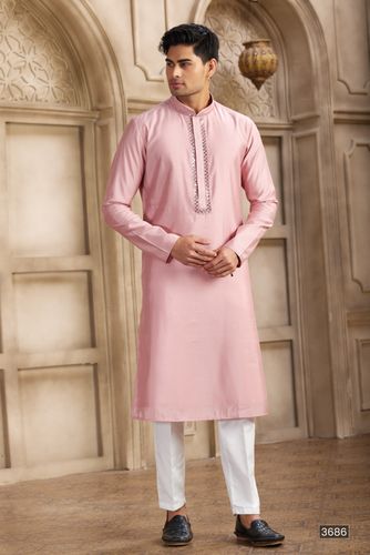 Pristine Dark Pink Mirror Work Embroidery Kurta Pajama