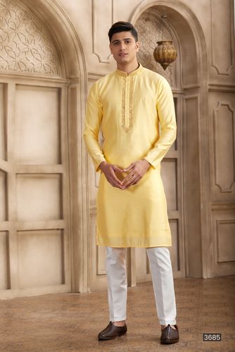 Superb Yellow Mirror Work Embroidery Kurta Pajama