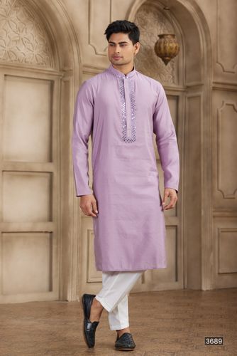Marvelous Purple Mirror Work Embroidery Kurta Pajama