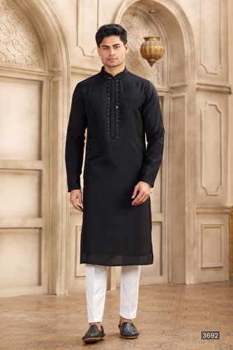 Glamorous Black Color Mirror Work Embroidery Kurta Pajama