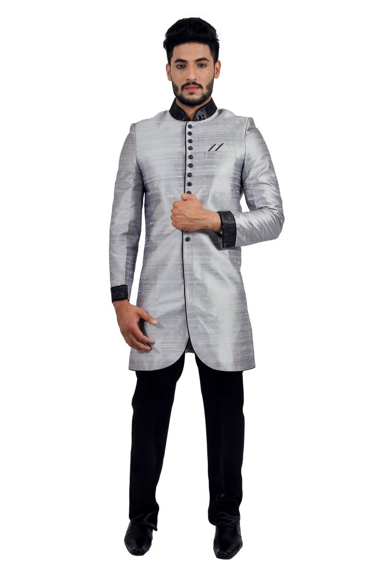 Silver Grey  Indowestern Sherwani  RK1125