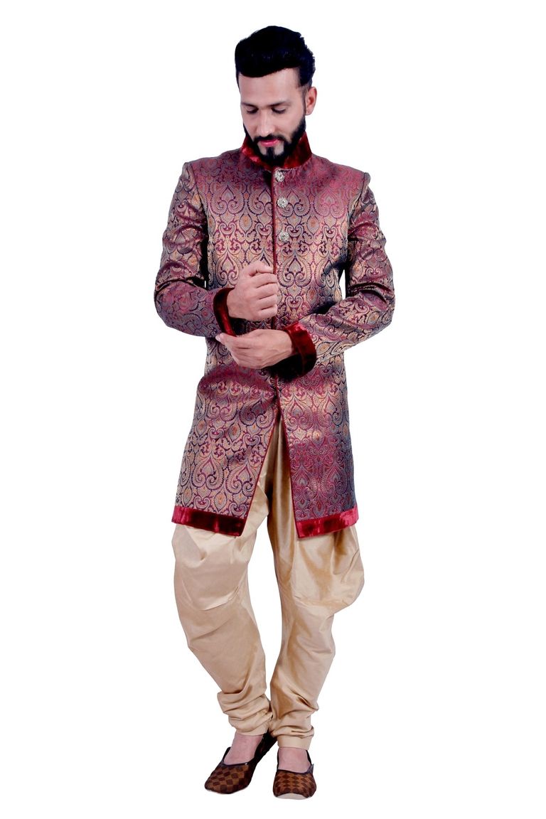 Marron &  Gold  Indowestern Sherwani  RK1098
