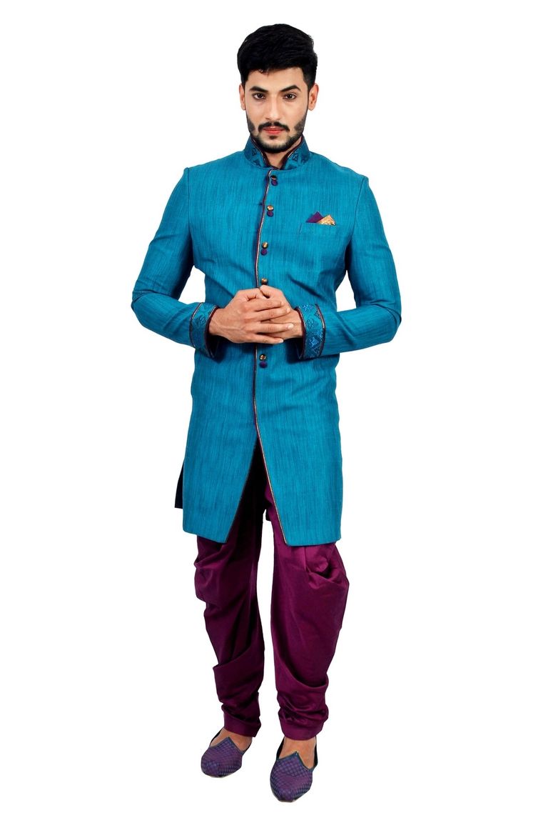 Gulfstream Blue  Indowestern Sherwani  RK1120