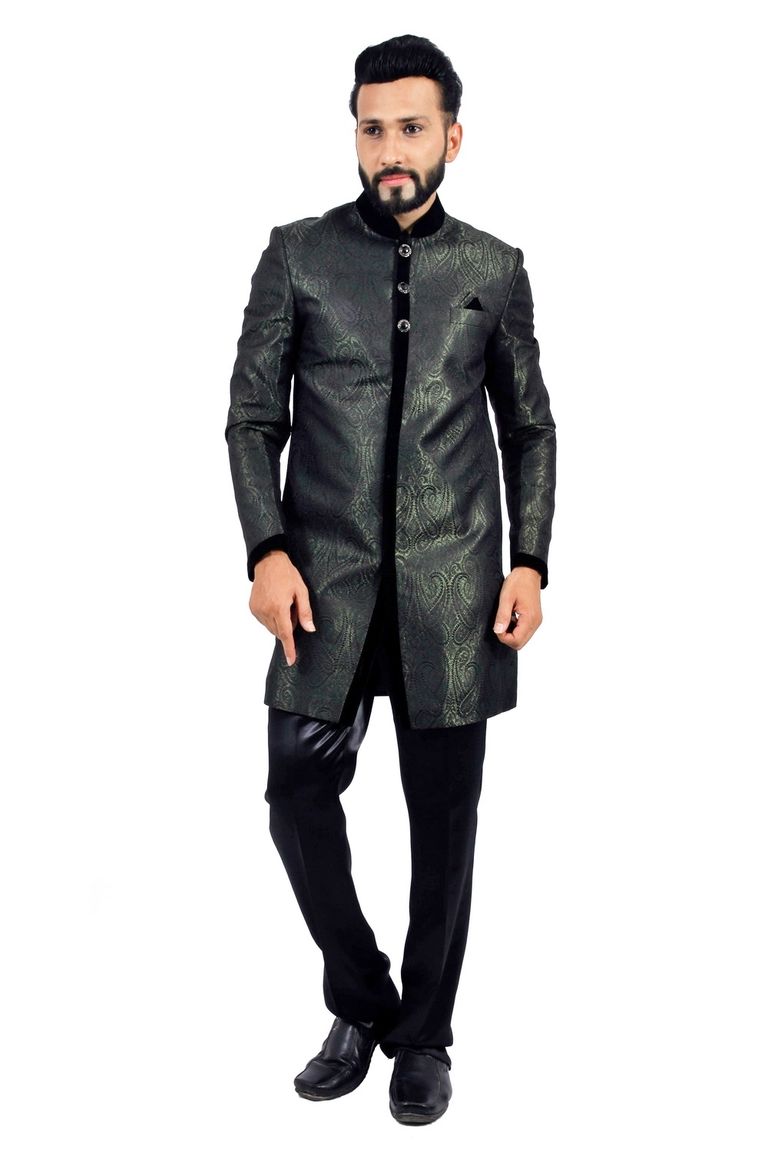 Darkgreen &  Black  Indowestern Sherwani  RK1126