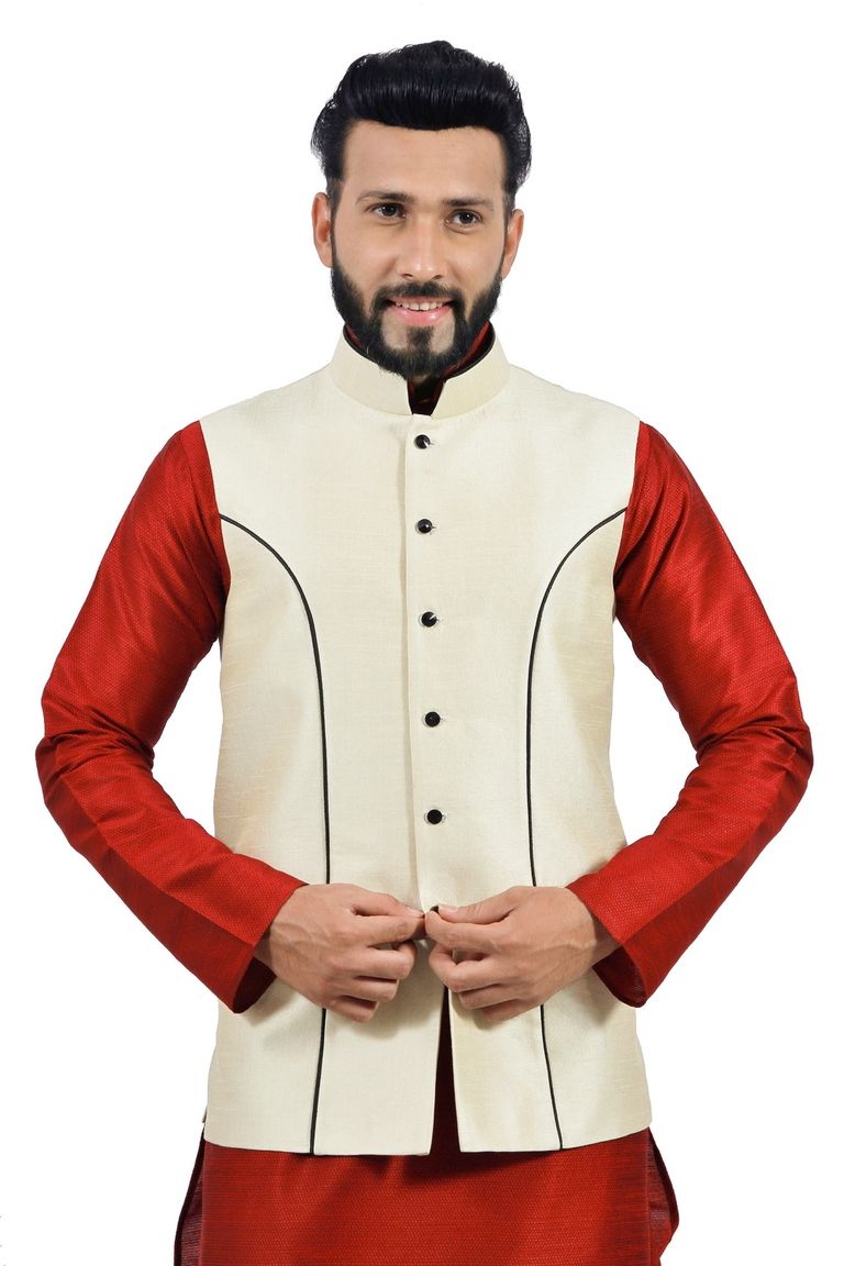 Cream  Nehru Jacket   RK4135