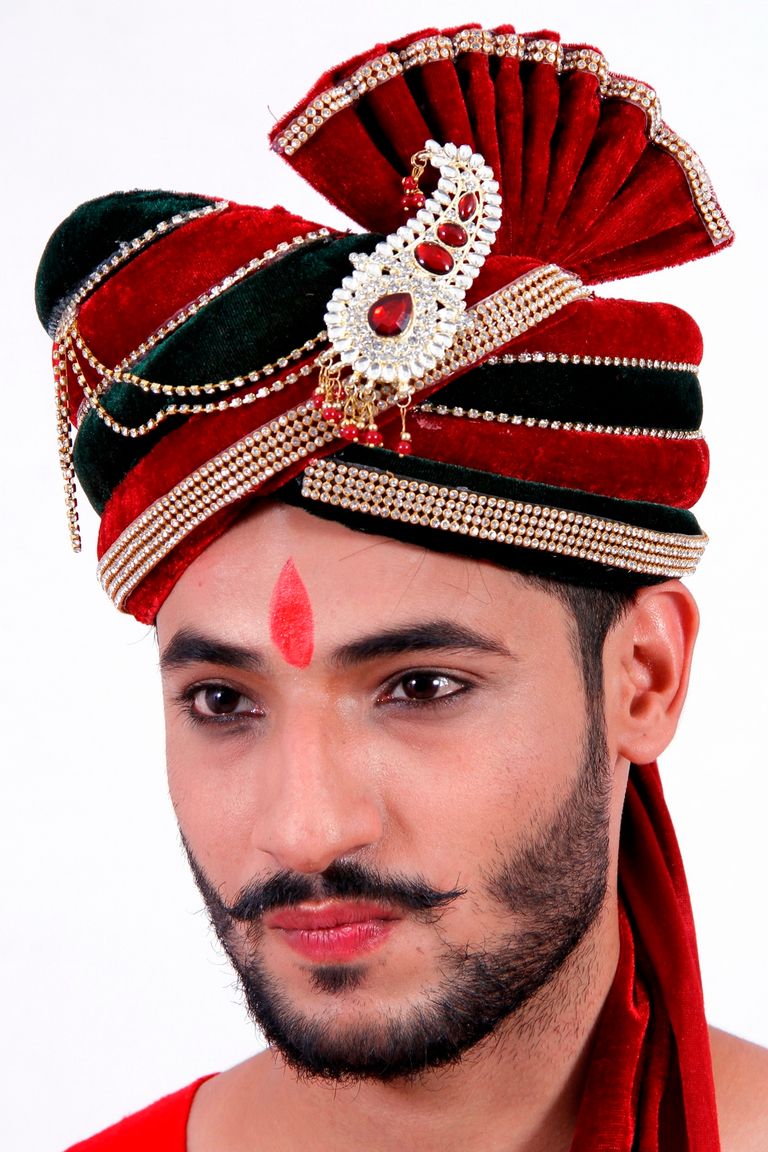 Red And Green Wedding Safa Turban