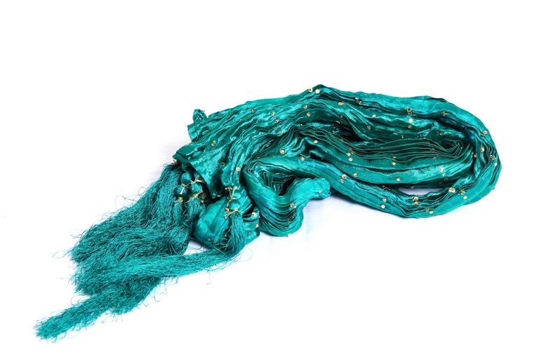 Firozi Green Diamond Pleating Khesh Stole