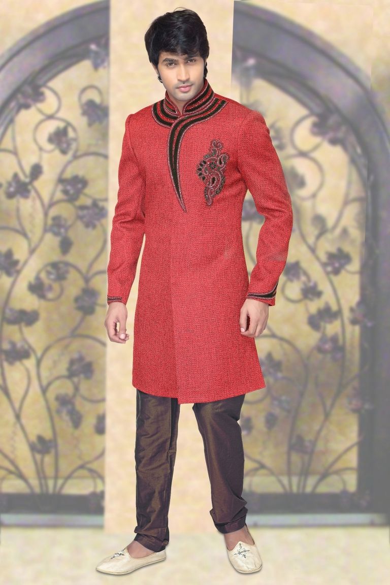 Impeccable Orange Color Indo Western Sherwani
