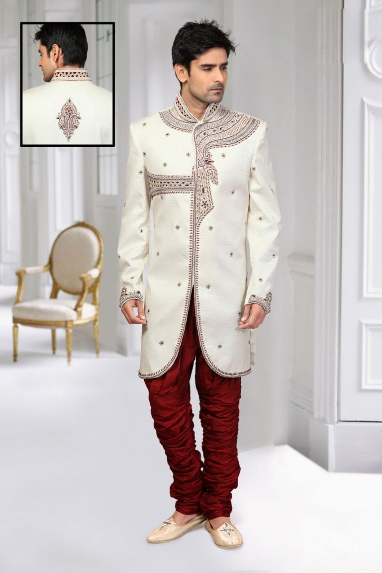 Ornet Cream Color Indo Western Sherwani