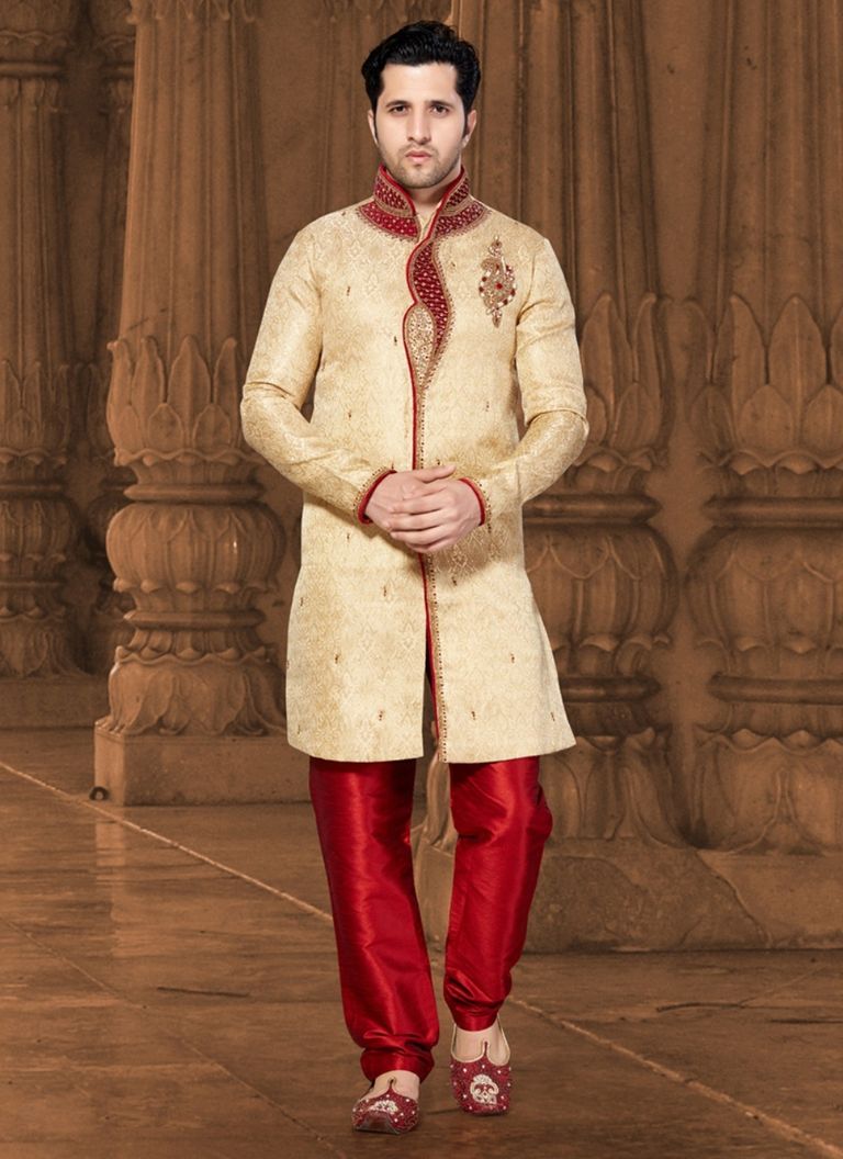 Cream Subtle Indo Western Sherwani