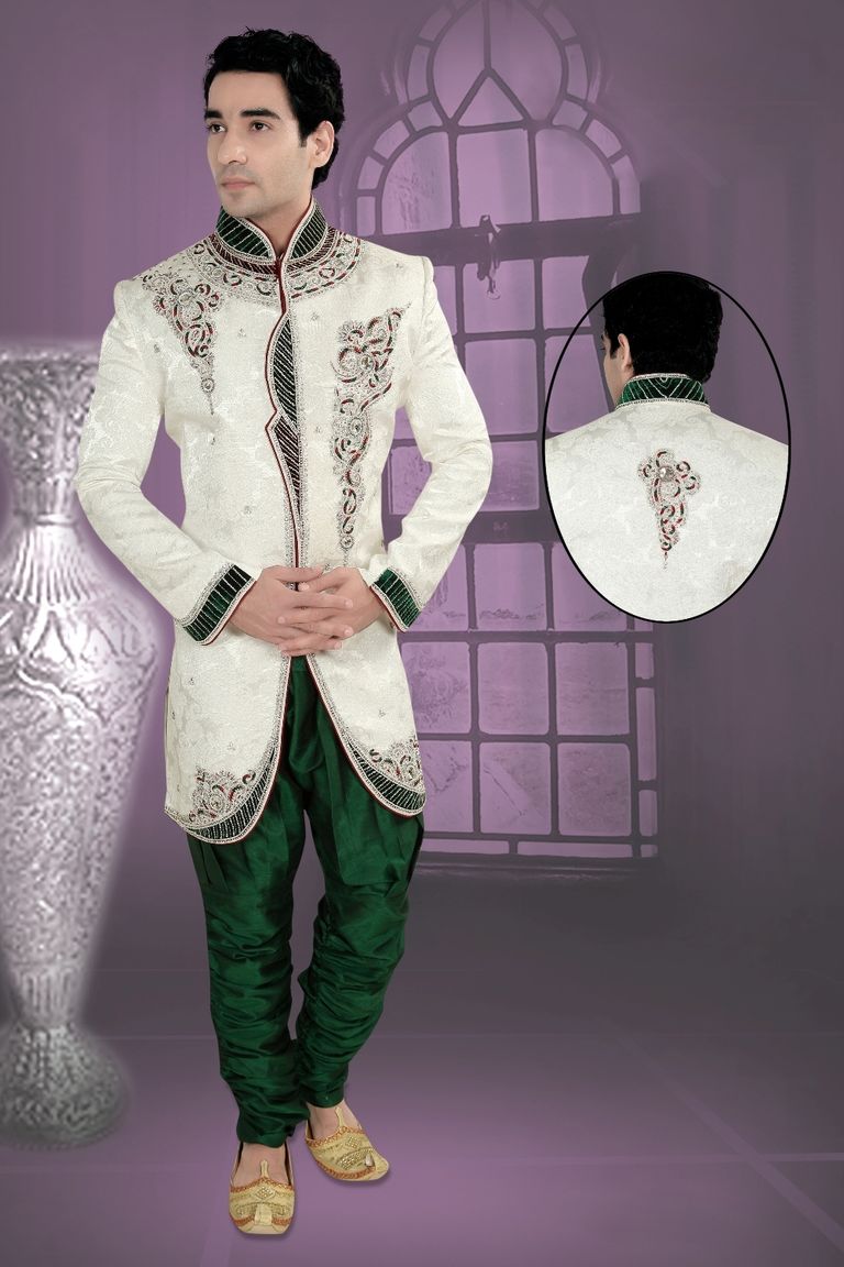 Eye Catching White Indo Western Sherwani