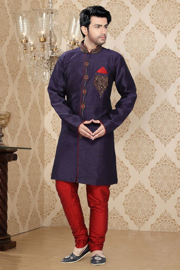 Black,Violet Color Delightful Indo Western Sherwani