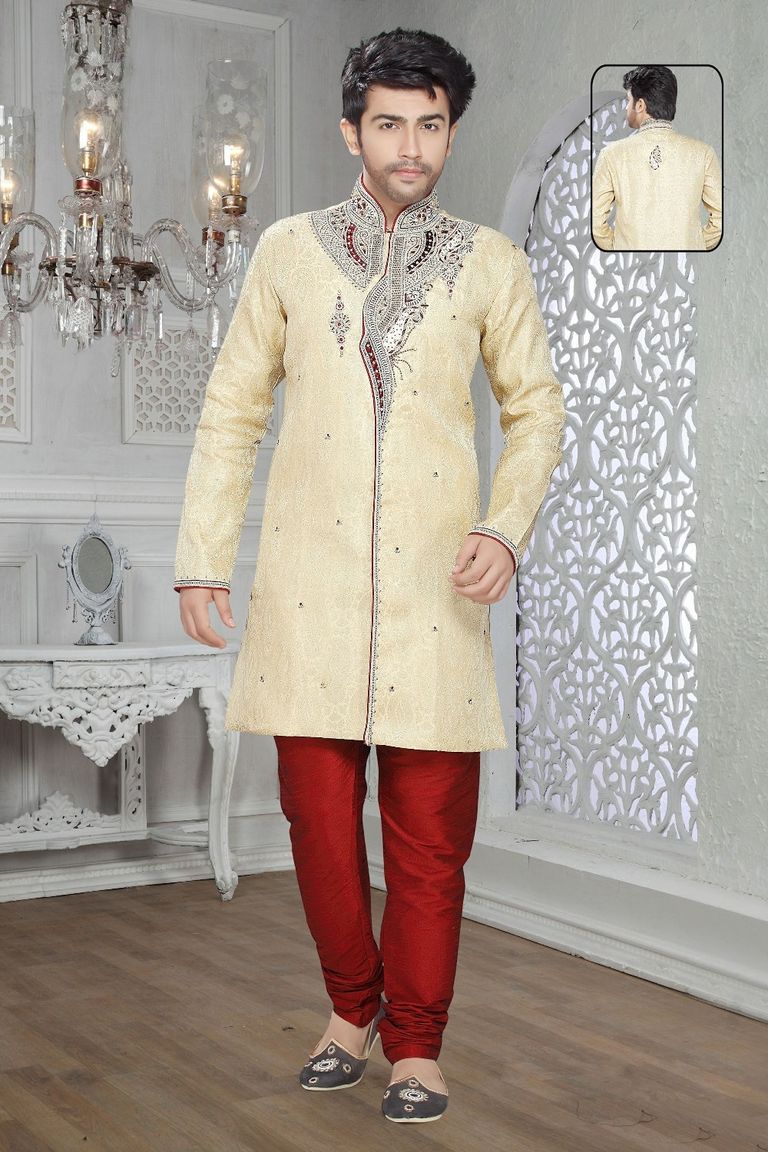 Smashing Cream Color Indo Western Sherwani
