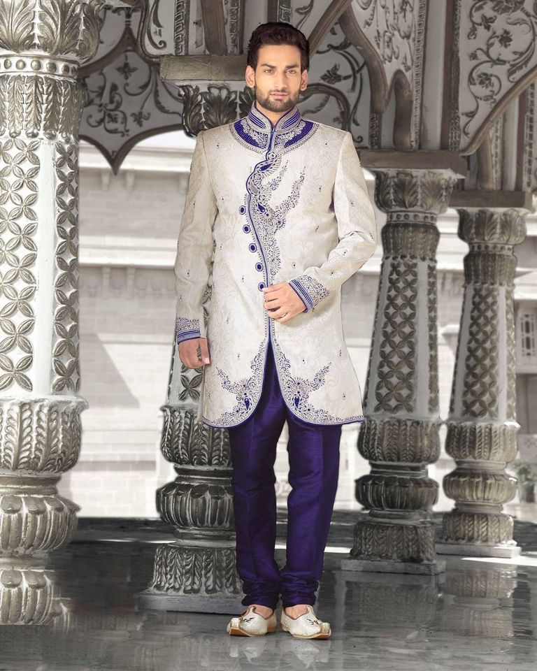 Formidable White Color Indo Western Sherwani