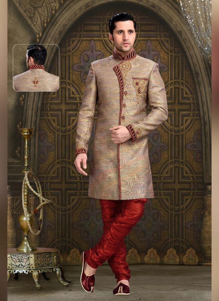 Flatter Brown Color Indo Western Sherwani